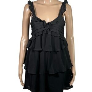 MNG Little Black Dress Mini Layered Ruffle Holiday Cocktail Party Size XS
